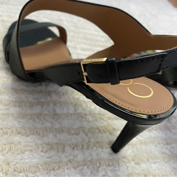 NWT Calvin Klein Lancy Nappa black heeled dress sandals - Picture 8 of 14